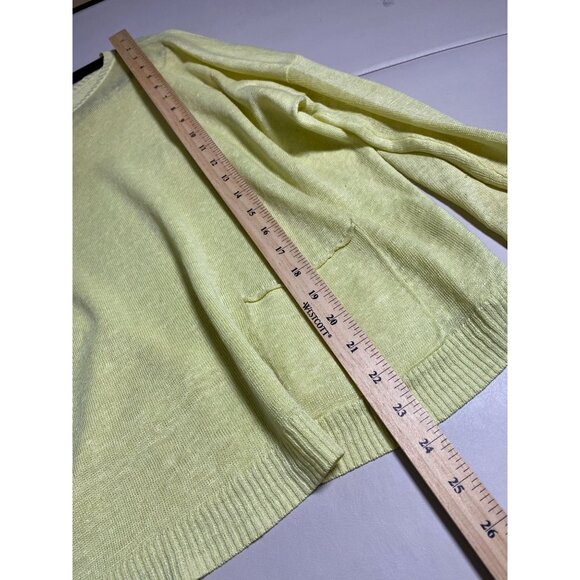 Eileen Fisher Yellow Organic Linen Lightweight Sweater Size Medium Long Sleeve - Picture 6 of 15